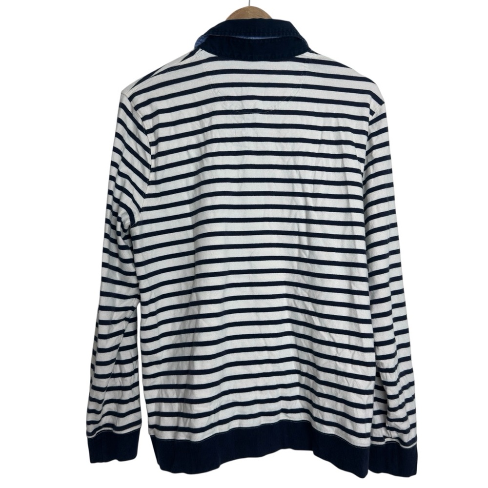 LL Bean Mens Polo Shirt Striped Long Sleeve Cotton Rugby Heritage Collegiate - Picture 5 of 9